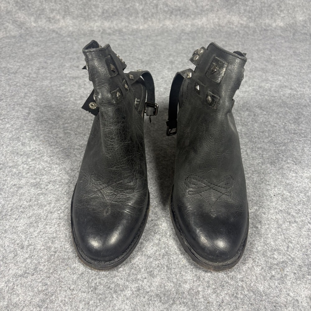 Circle G‎ by Corral Studded Ankle Boots 9 Black Leather Western Moto Strappy